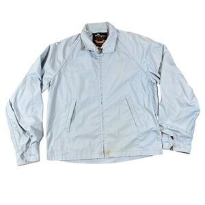 VTG Mr Wrangler Light Blue Harrington Jacket Water Repel Talon Zip Men M 60s/70s
